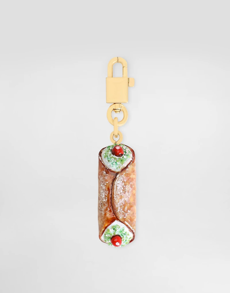 Sicily cannolo keychain charm