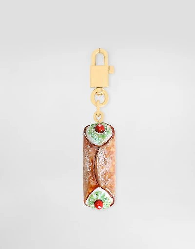 Sicily cannolo keychain charm