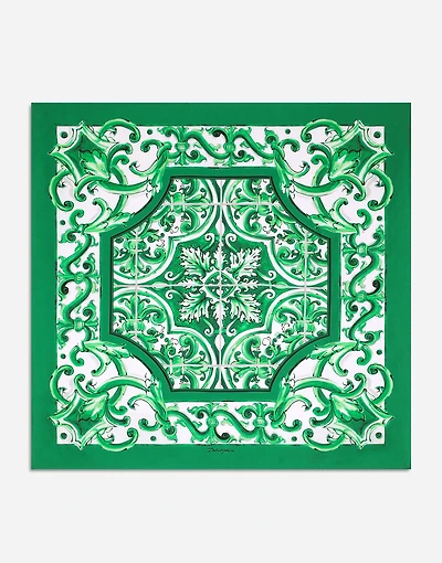 Majolica-print silk bandanna (70x70)