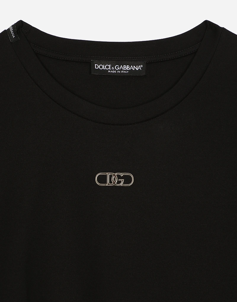 Cotton T-shirt with metal logo