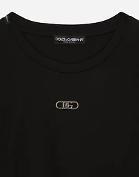 Cotton T-shirt with metal logo