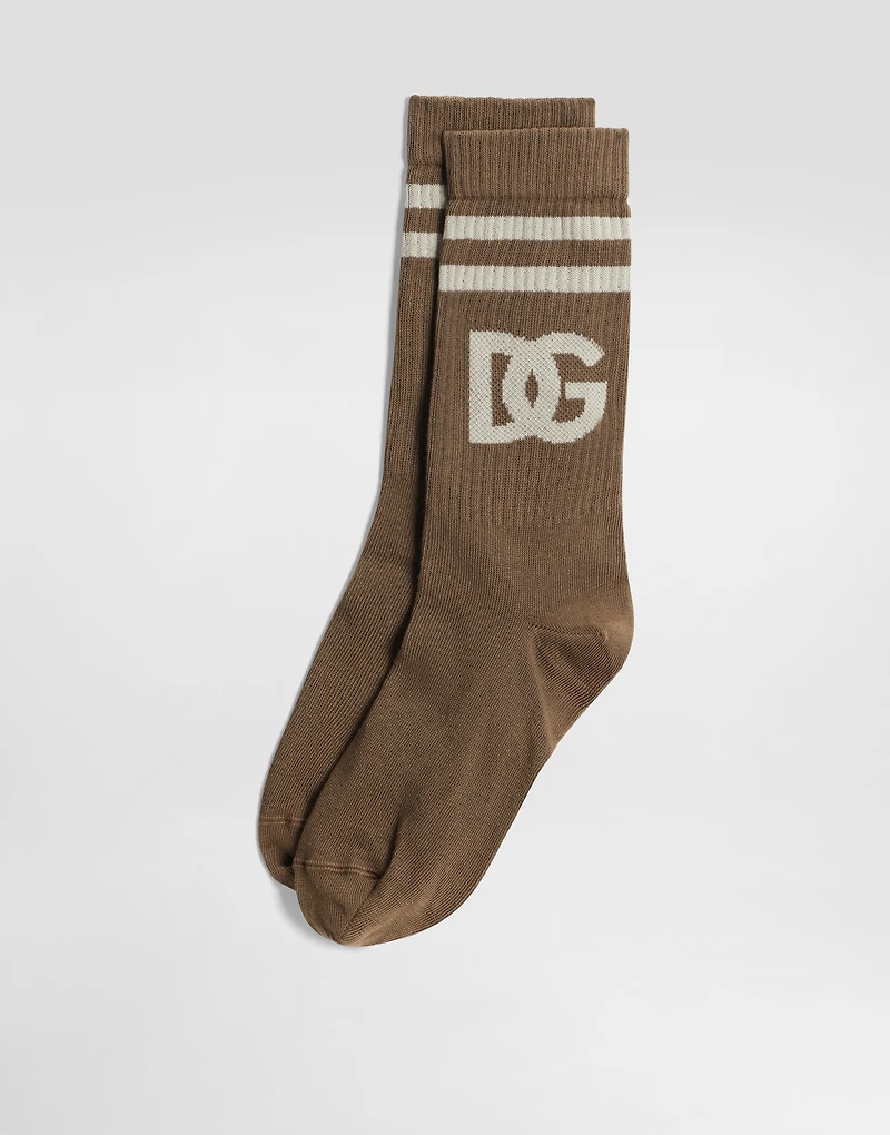 Fine-rib cotton socks with logo