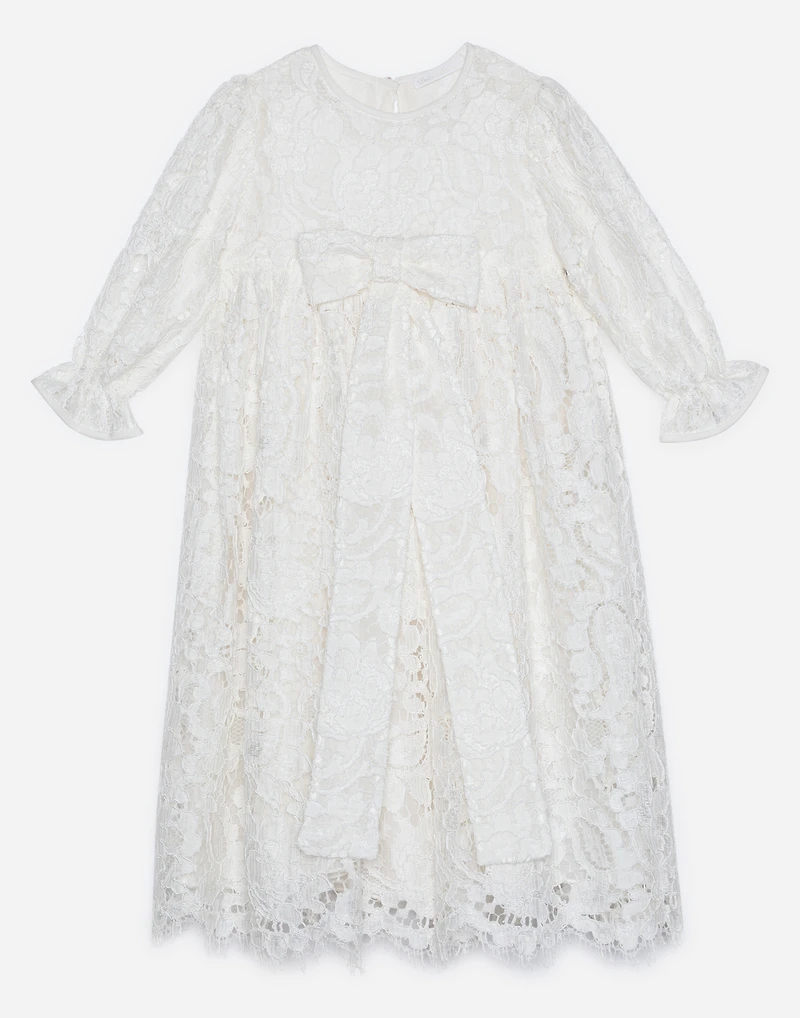 Long-sleeved galloon lace dress