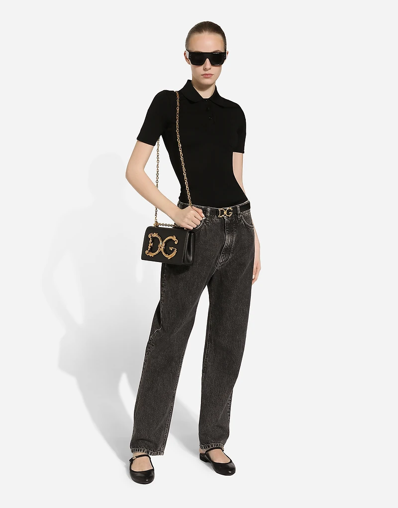 Cotton denim boyfriend jeans