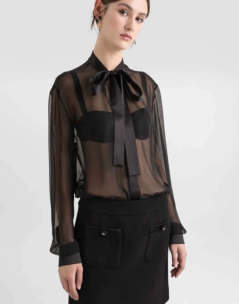 Chiffon pussy-bow shirt