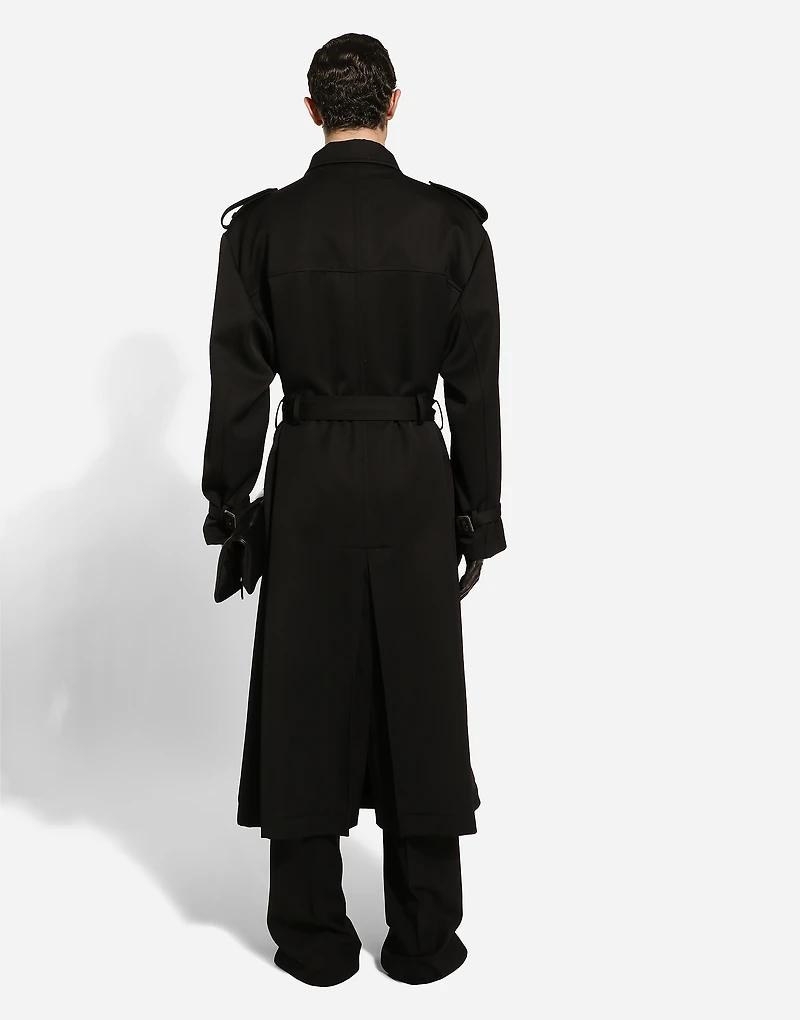 Double-breasted wool trench coat