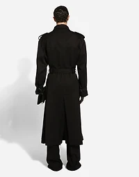 Double-breasted wool trench coat