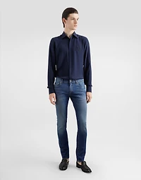 Skinny stretch cotton jeans with logo embroidery
