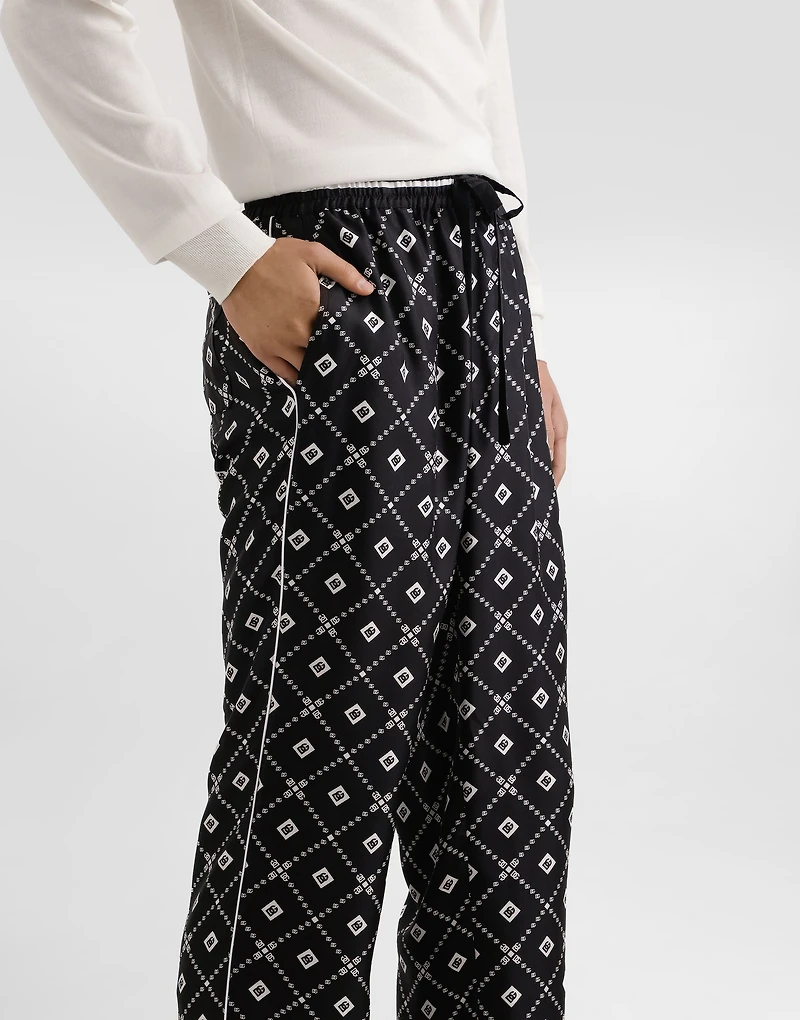 Printed twill trousers