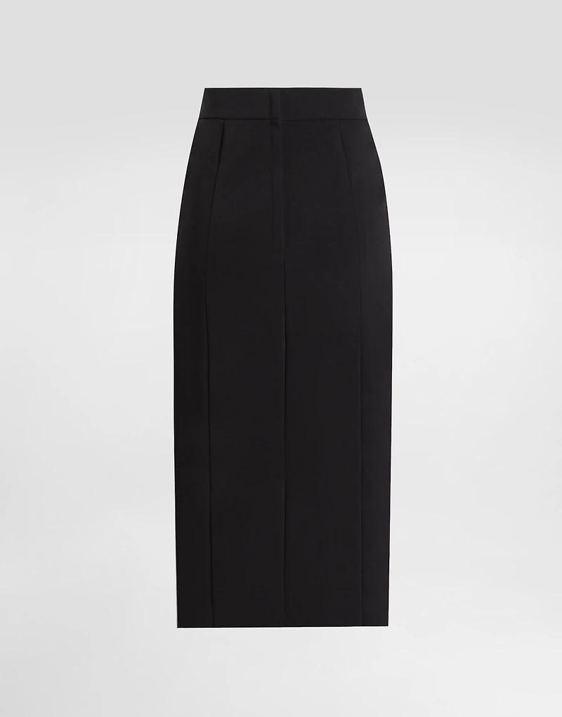 Technical cady calf-length pencil skirt