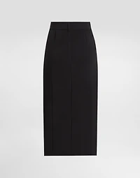 Technical cady calf-length pencil skirt