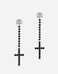 KIM DOLCE&GABBANA Long earrings with rhinestone-detailed crosses