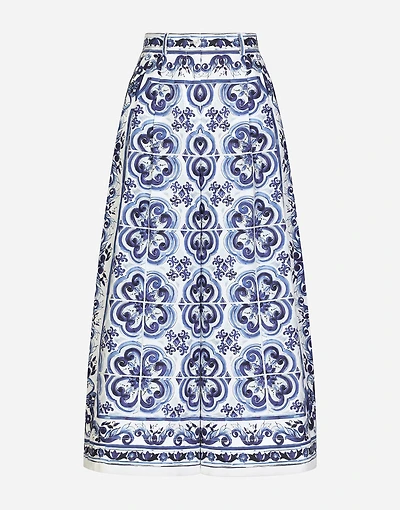 Majolica-print poplin culottes