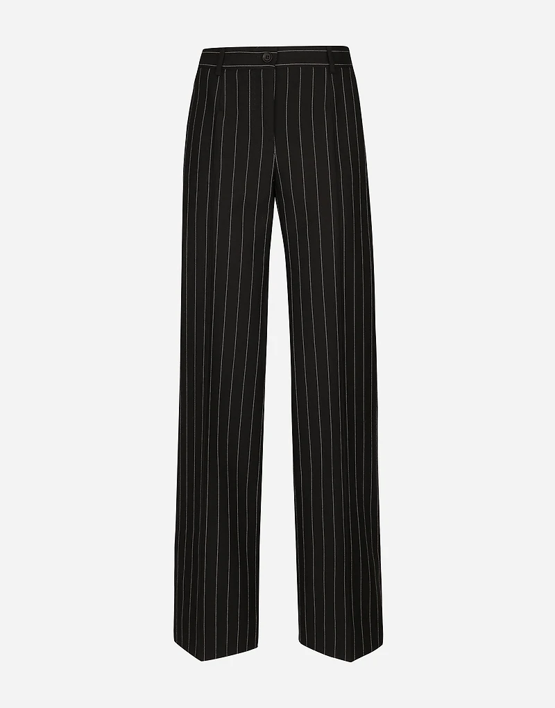 Flared pinstripe woolen pants