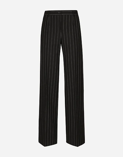 Flared pinstripe woolen pants