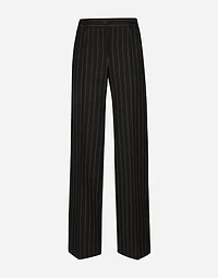 Flared pinstripe woolen pants