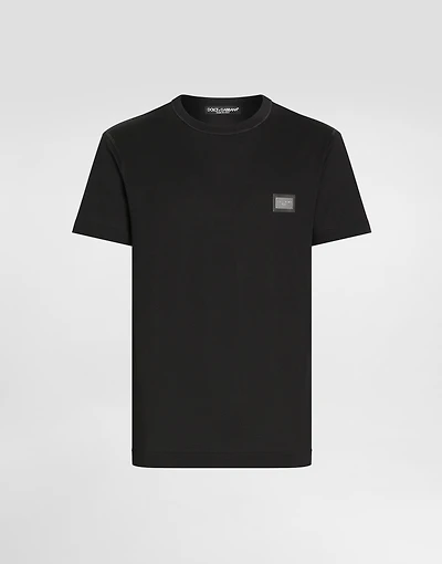 Cotton T-shirt with branded tag