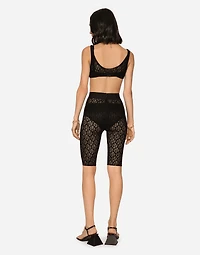 Tulle jacquard top with all-over DG logo