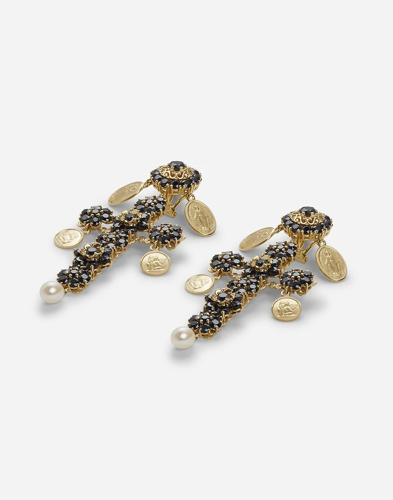 Sicily Earrings 18-carat yellow gold and black sapphires
