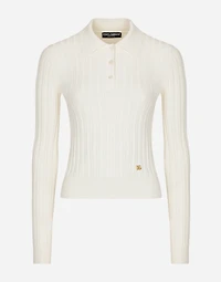 Cropped ribbed viscose polo-shirt with DG logo
