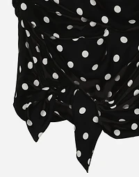 Charmeuse midi dress with draping and polka-dot print