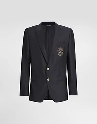 Single-breasted wool and silk jacket with patch