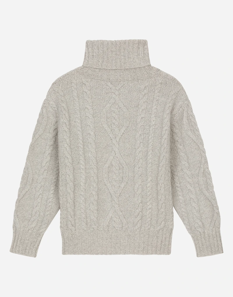 Wool cable-knit pullover with Dolce&Gabbana logo