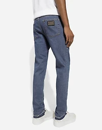 Slim-fit stretch blue denim jeans