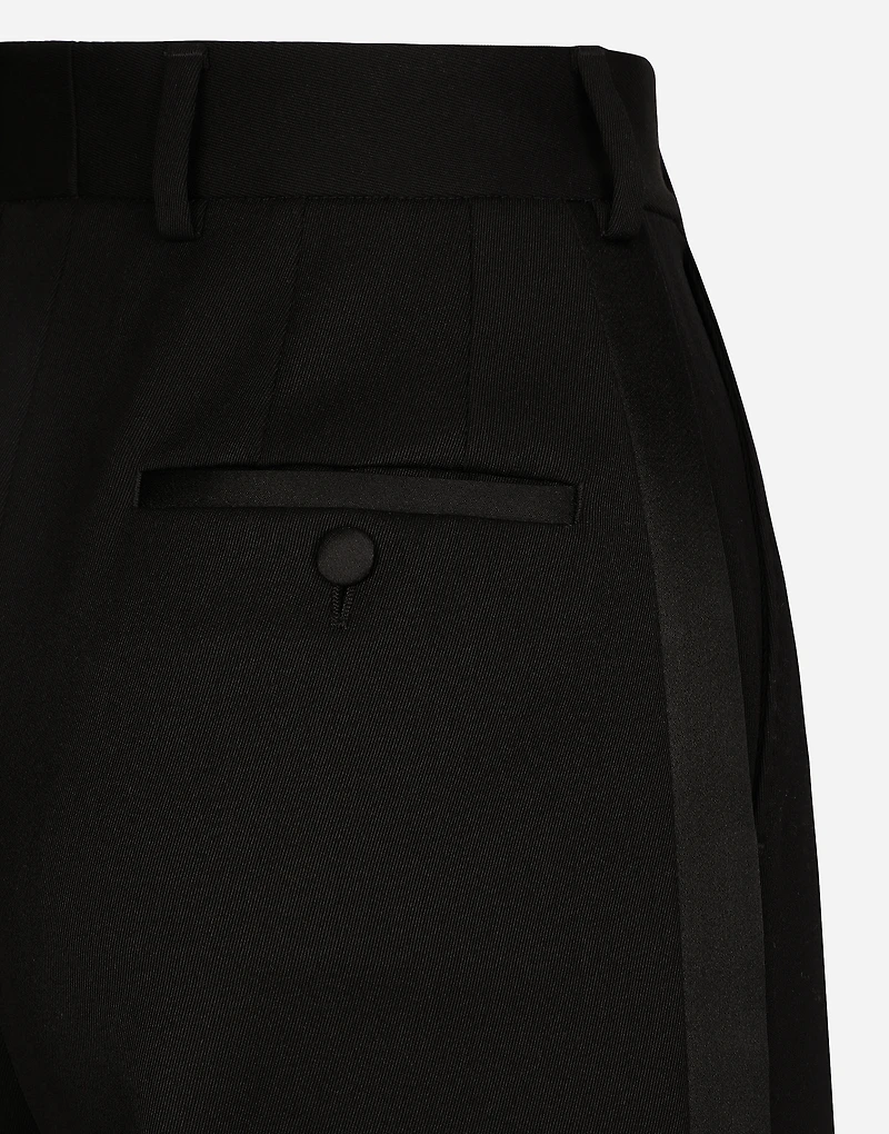 Flared wool gabardine pants