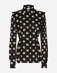 Charmeuse shirt with all-over DG logo print