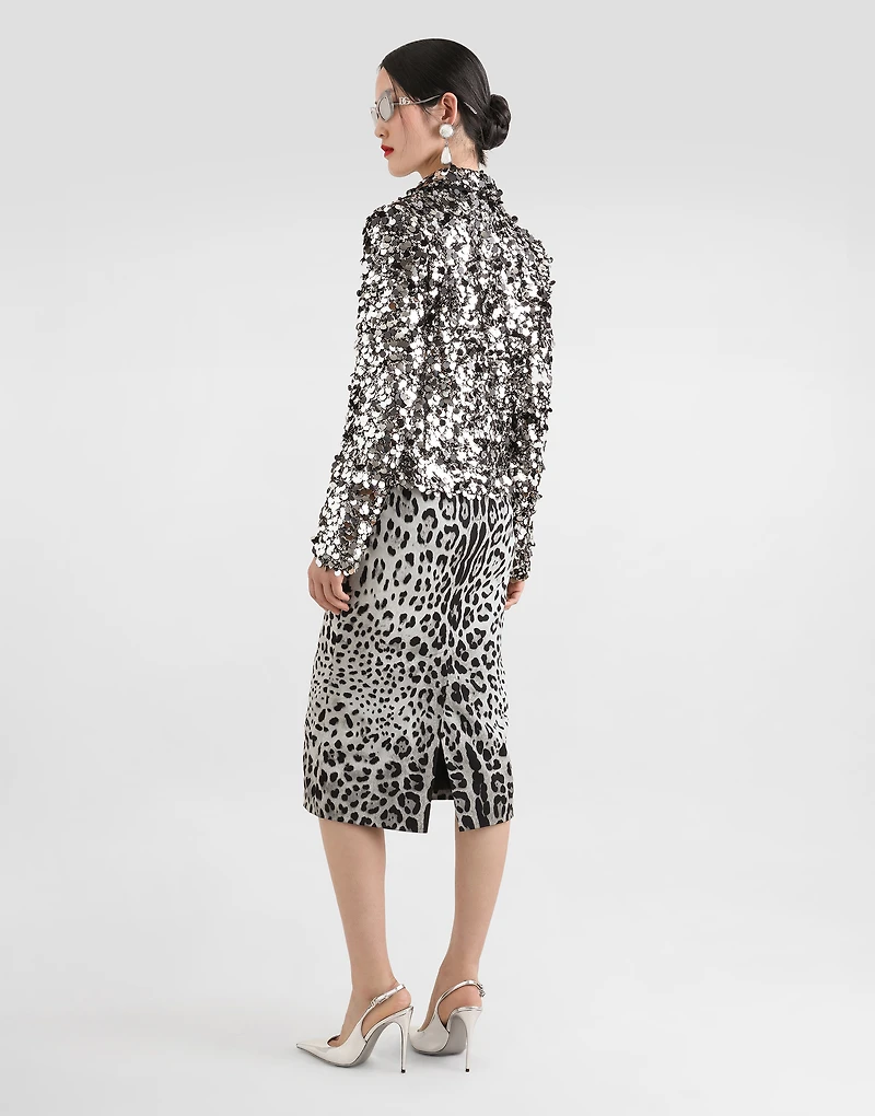 Silk tank top with fur print