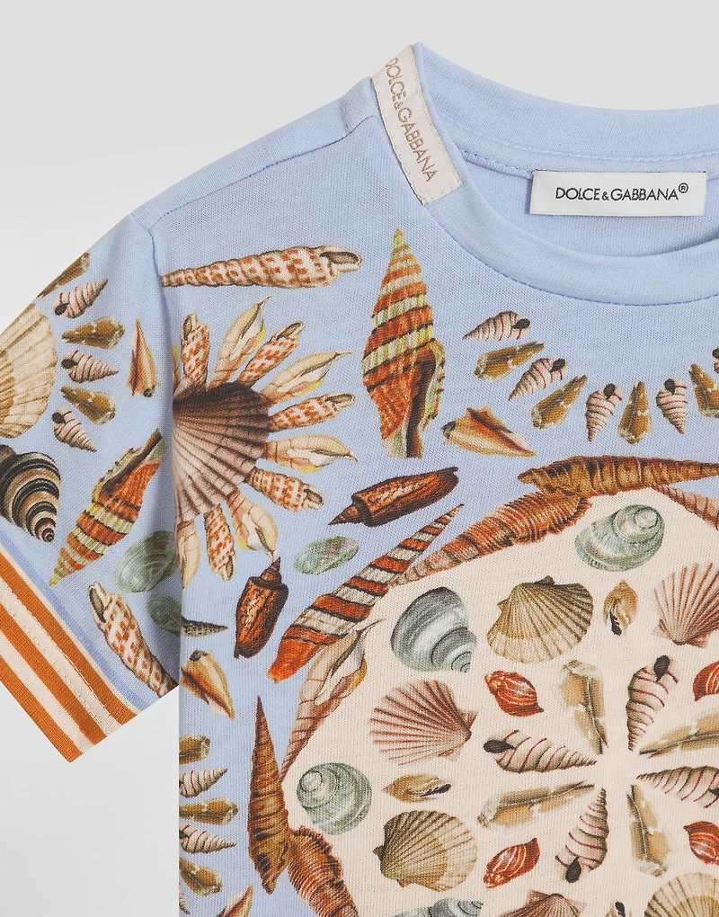 Shell-print short-sleeved jersey t-shirt
