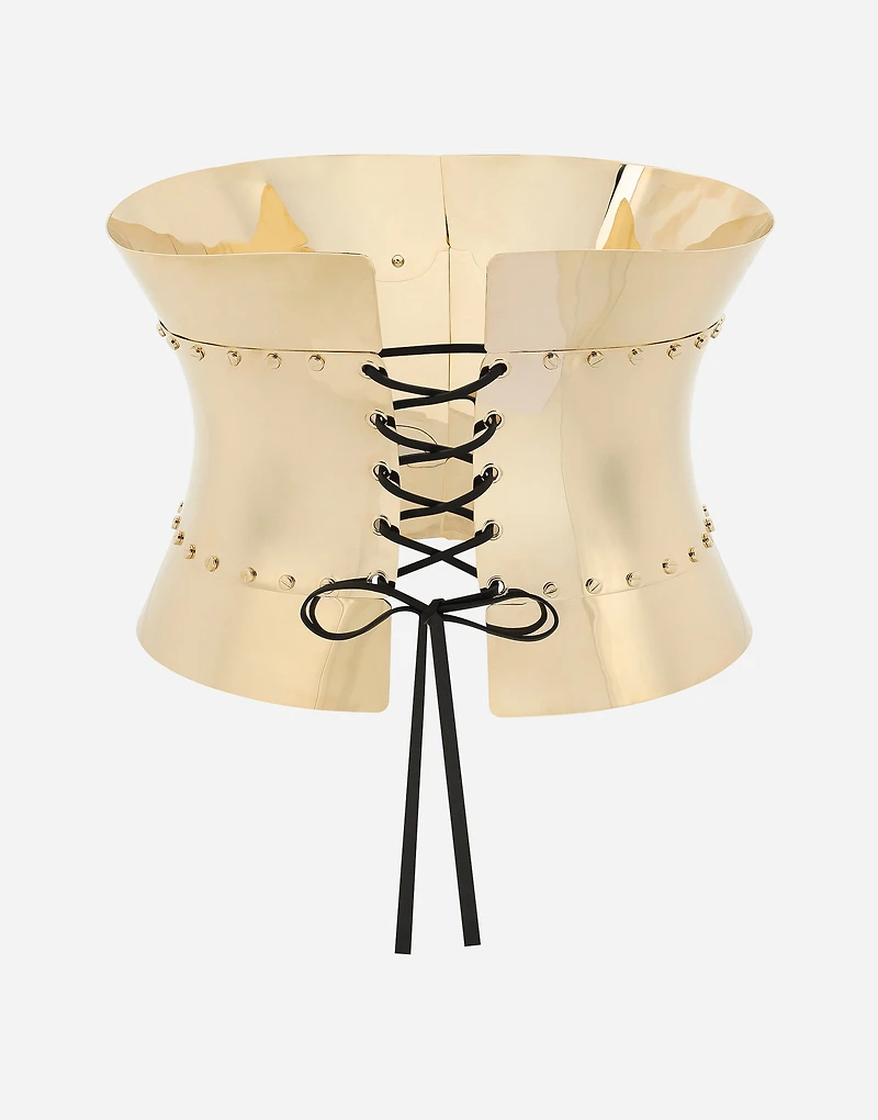 Rigid wide corset belt with padlocks