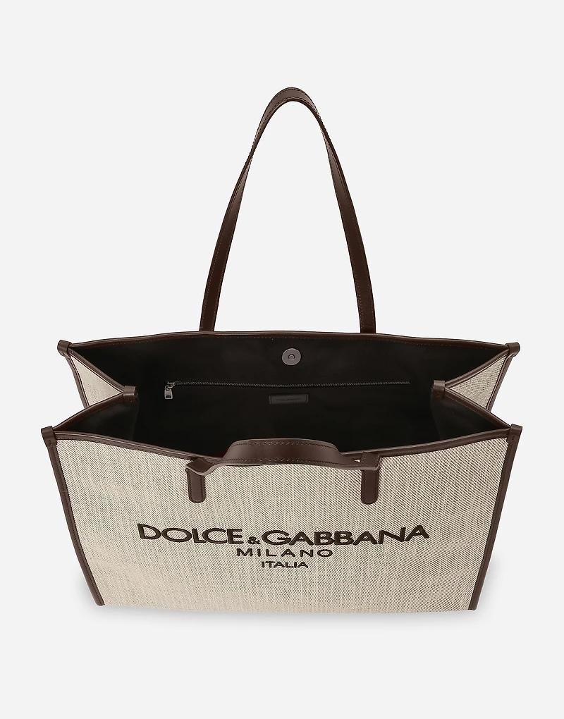 Large structured canvas shopper