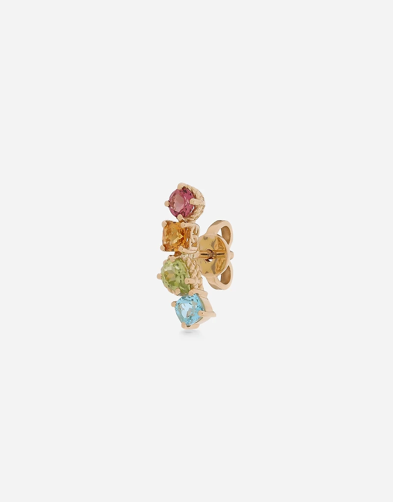  Rainbow Single Earring
 18-carat yellow gold and multicolored gems
