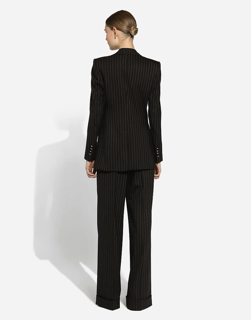 Single-breasted pinstripe wool Turlington jacket