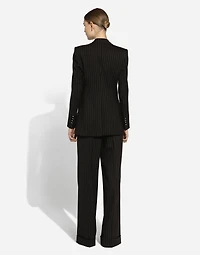 Single-breasted pinstripe wool Turlington jacket