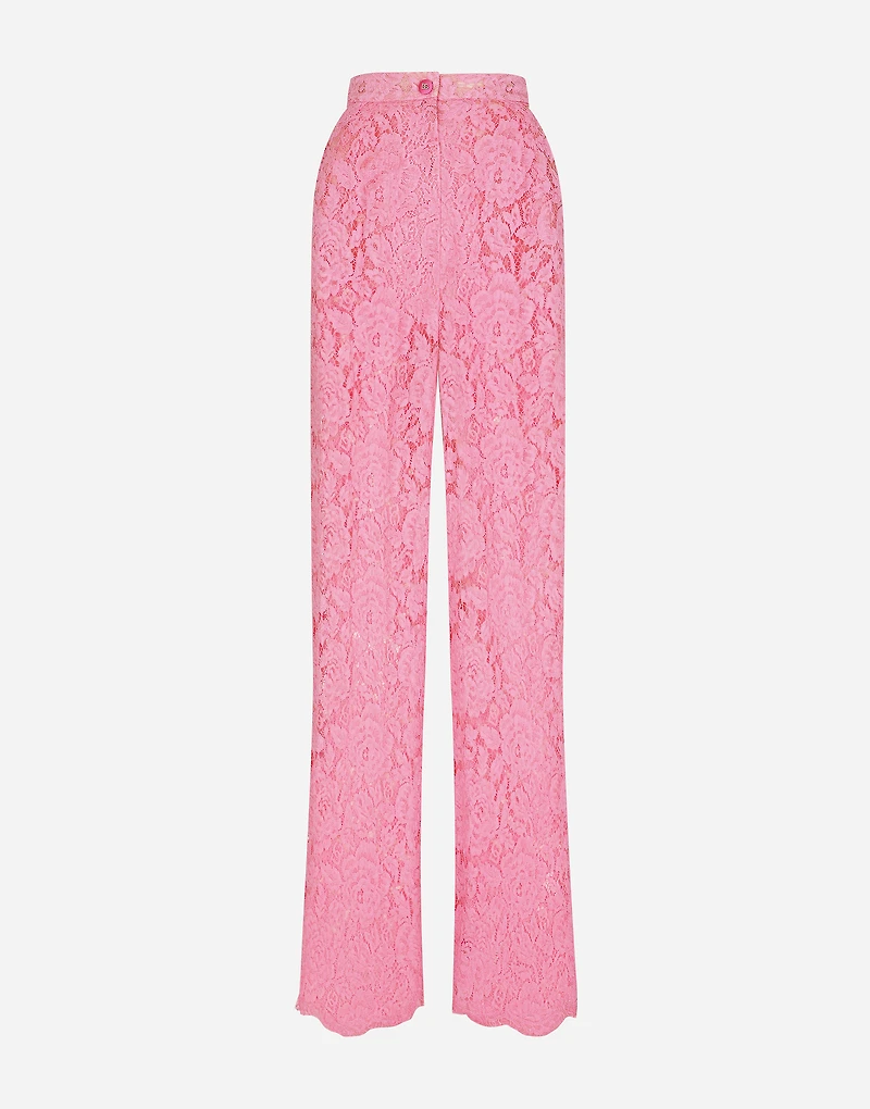 Flared branded stretch lace pants