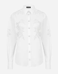Poplin shirt with lace openwork