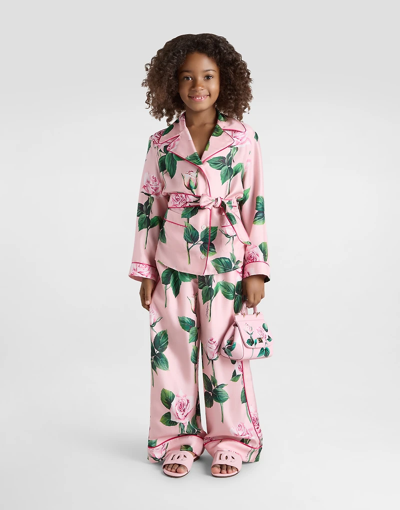 Twill shirt with rose print