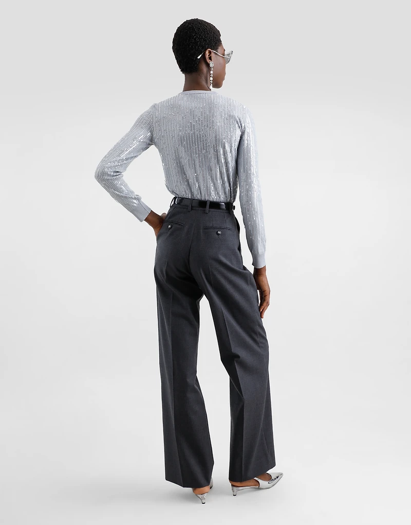 Crew-neck sweater with sequin embellishment