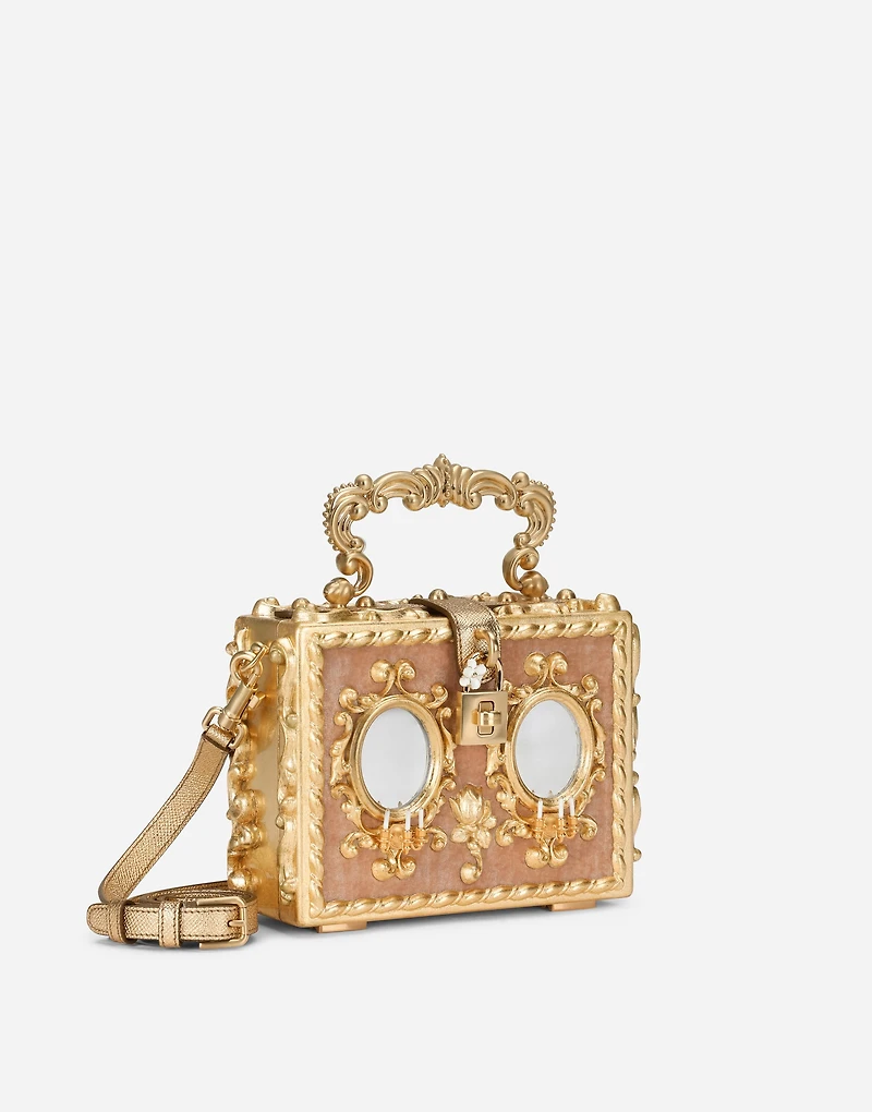Calfskin Dolce Box bag with rhinestone and mirrored detailing