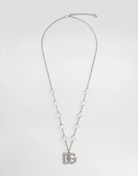 Fine link necklace with rhinestone-detailed DG logo and accents