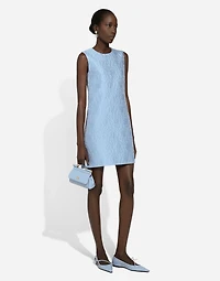 Short floral quilted jacquard A-line dress