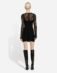 Short cordonetto lace dress with a jersey insert