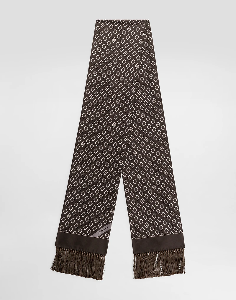 Silk twill scarf with micro-design and logo