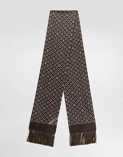 Silk twill scarf with micro-design and logo