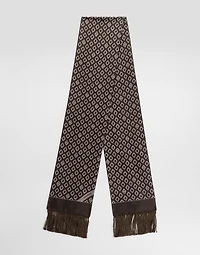 Silk twill scarf with micro-design and logo