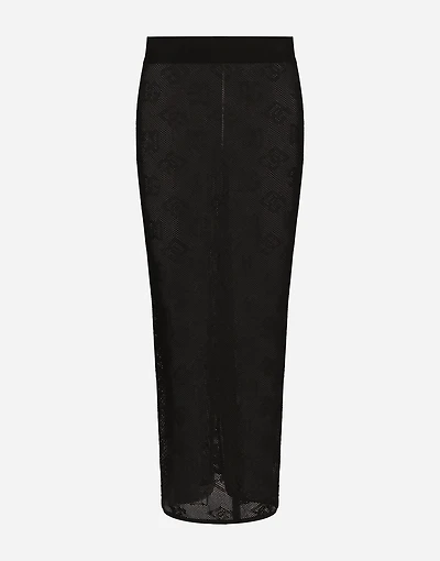 Mesh-stitch pencil skirt with jacquard DG logo