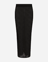 Mesh-stitch pencil skirt with jacquard DG logo